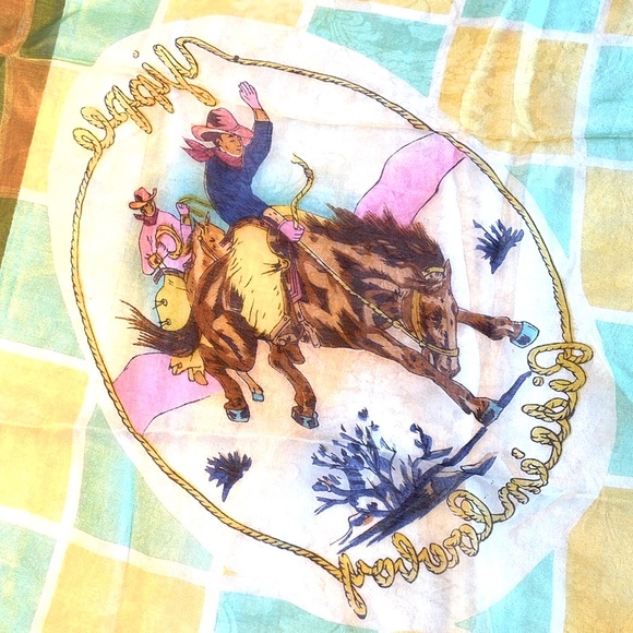 Silk Yippee Ride Em Cowboy Scarf, 1930’s - Picture 4 of 6